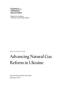 Advancing Natural Gas Reform in Ukraine