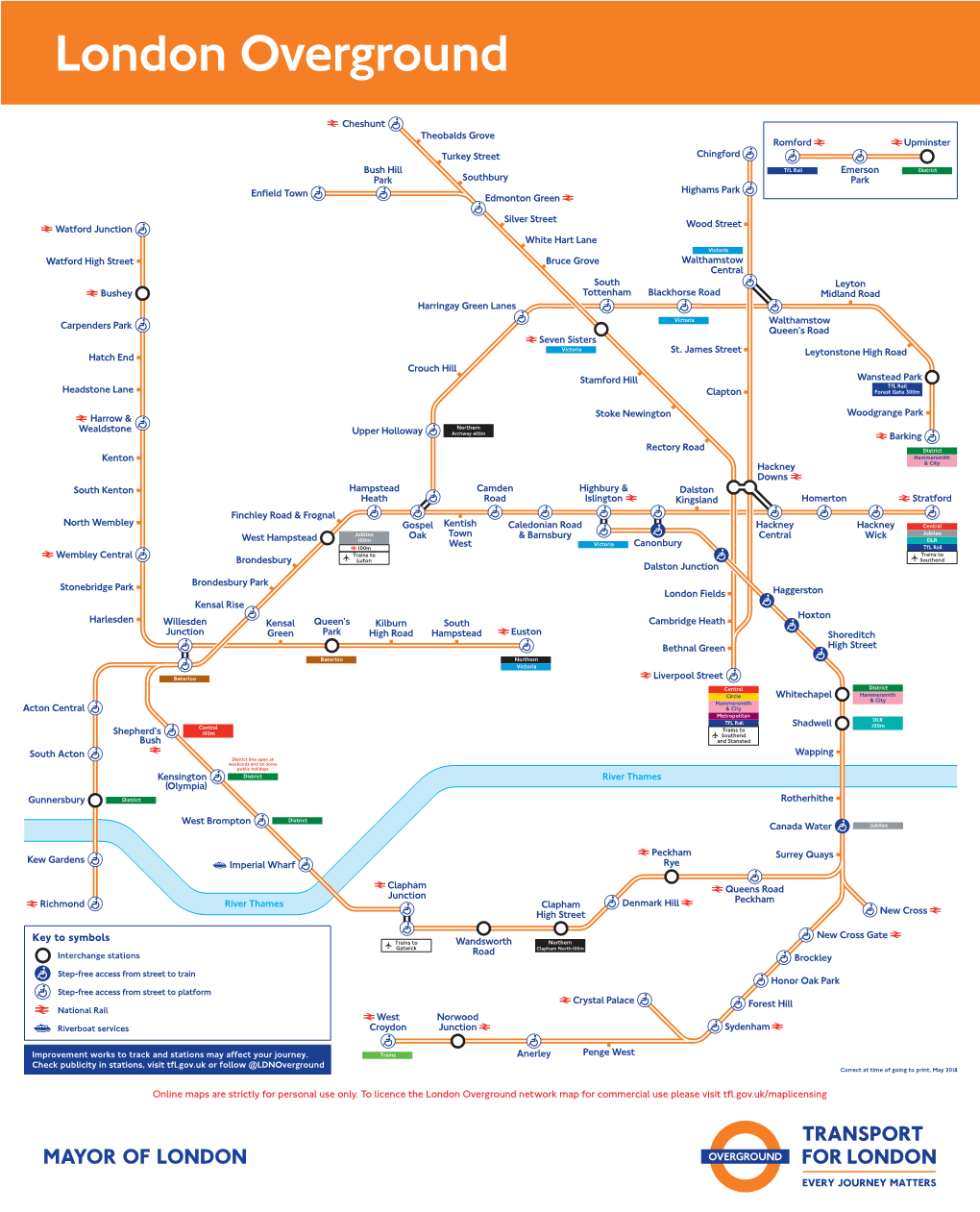 London Overground Network Map May 2018
