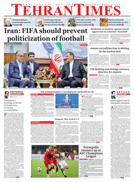 Iran: FIFA Should Prevent Politicization of Football