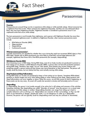 Parasomnias Fact Sheet