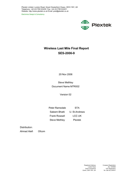 Wireless Last Mile Final Report SES-2006-9