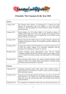 Chronicle: the Caucasus in the Year 2014