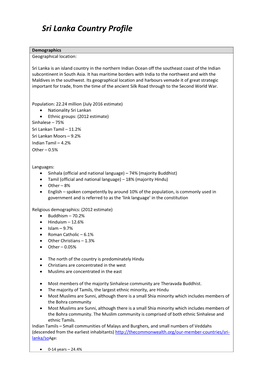 Sri Lanka Country Profile