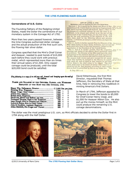The 1795 Flowing Hair Dollar Story Page 1 of 6 UNIVERSITY of RARE COINS