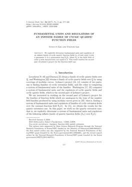 Fundamental Units and Regulators of an Infinite Family of Cyclic Quartic Function Fields