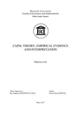 Capm: Theory, Empirical Evidence and Interpretation