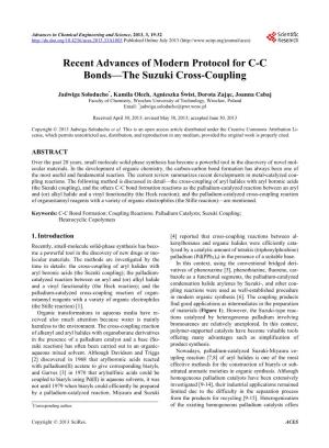 Recent Advances of Modern Protocol for C-C Bonds—The Suzuki Cross-Coupling