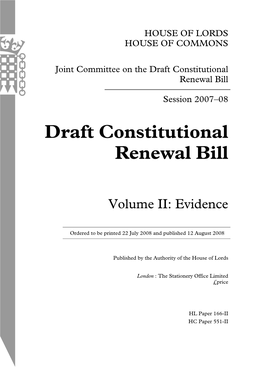 Draft Constitutional Renewal Bill