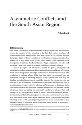 Asymmetric Conflicts and the South Asian Region, by Maj