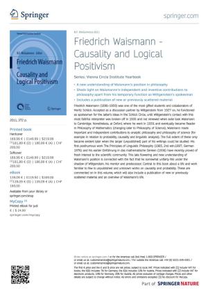Friedrich Waismann - Causality and Logical Positivism Series: Vienna Circle Institute Yearbook
