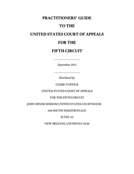 Practitioners' Guide to the United States Court of Appeals for the Fifth Circuit