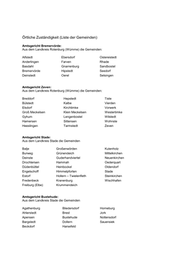 Örtliche Zuständigkeit (Liste Der Gemeinden)