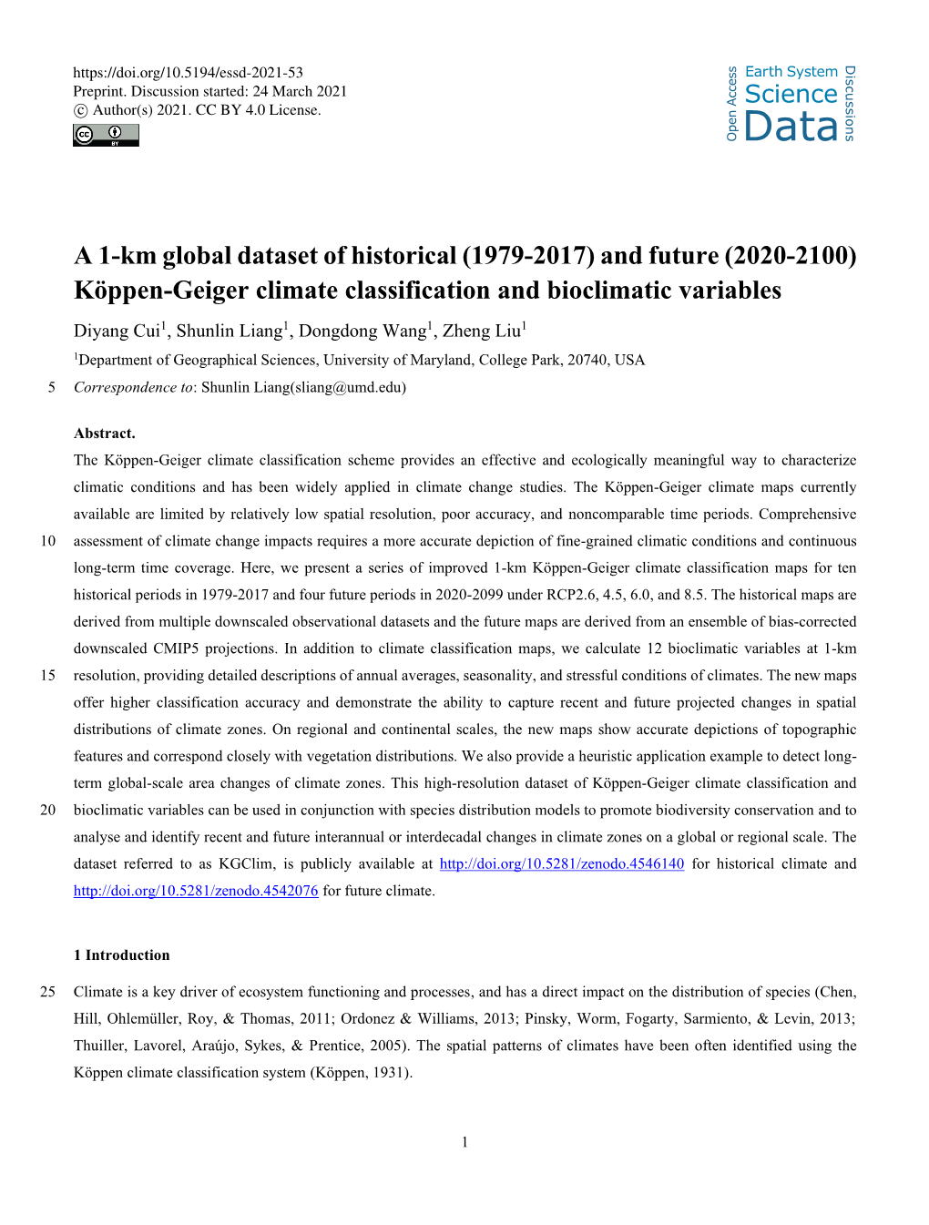 Köppen-Geiger Climate Classification and Bioclimatic