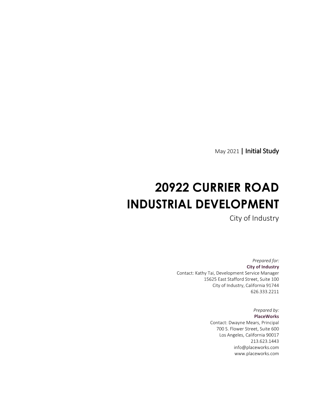 20922 CURRIER ROAD INDUSTRIAL DEVELOPMENT City of Industry