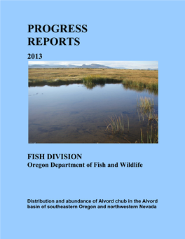 Distribution and Abundance of Alvord Chub in the Alvord Basin of Southeastern Oregon and Northwestern Nevada