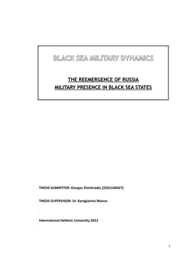 Black Sea Military Dynamics