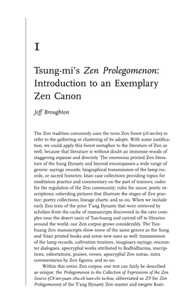 Tsung-Mi's Zen Prolegomenon: Introduction to an Exemplary Zen Canon