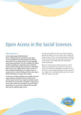 Open Access in the Social Sciences