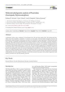 Molecular Phylogenetic Analysis of Punctoidea (Gastropoda, Stylommatophora)