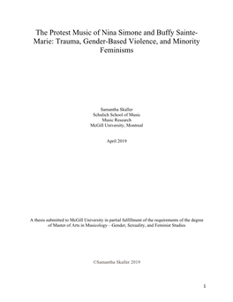 The Protest Music of Nina Simone and Buffy Sainte- Marie: Trauma, Gender-Based Violence, and Minority Feminisms