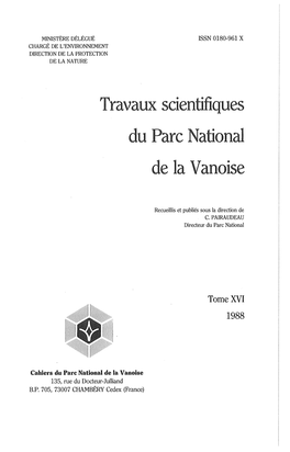 Travaux Scientifiques Du Parc National De La Vanoise