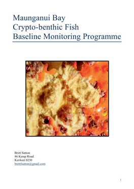 Maunganui Bay Crypto-Benthic Fish Baseline Monitoring Programme