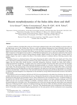 Recent Morphodynamics of the Indus Delta Shore and Shelf
