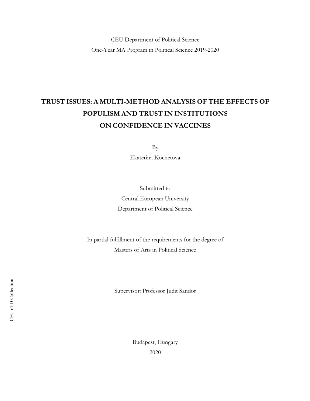 A Multi-Method Analysis of the Effects of Populism and Trust in Institutions on Confidence in Vaccines