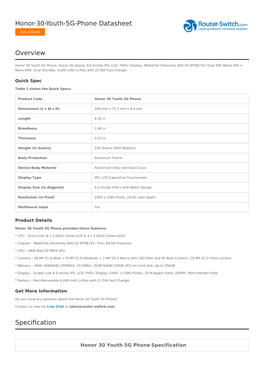 Honor-30-Youth-5G-Phone Datasheet Overview Specification
