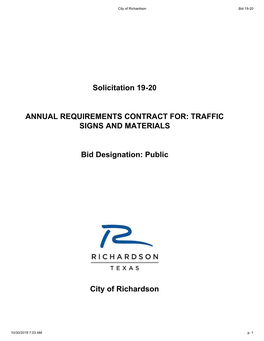 TRAFFIC SIGNS and MATERIALS Bid Designation
