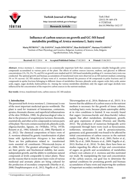 Influence of Carbon Sources on Growth and GC-MS Based Metabolite Profiling of Arnica Montana L