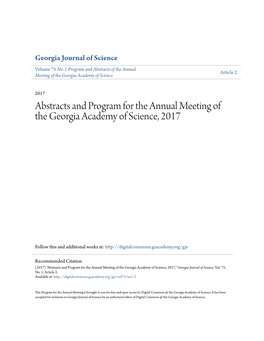 Abstracts and Program for the Annual Meeting of the Georgia Academy of Science, 2017