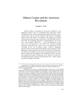Habeas Corpus and the American Revolution