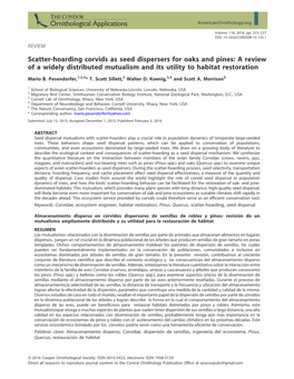 Scatter-Hoarding Corvids As Seed Dispersers for Oaks and Pines: a Review of a Widely Distributed Mutualism and Its Utility to Habitat Restoration