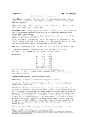 Polybasite (Ag, Cu)16Sb2s11 C 2001-2005 Mineral Data Publishing, Version 1