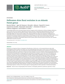 Pollinators Drive Floral Evolution in an Atlantic Forest Genus Beatriz Neves1,2, Igor M