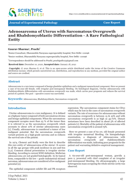 Adenosarcoma of Uterus with Sarcomatous Overgrowth and Rhabdomyoblastic Differentiation - a Rare Pathological Entity