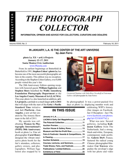 The Photograph Collector Information, Opinion and Advice for Collectors, Curators and Dealers N E W S L E T T E R