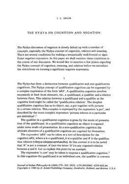 Nyaya on Cognition and Negation by J. Shaw [PDF]