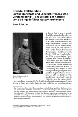 Dreierlei Kollaboration Europa-Konzepte Und „Deutsch-Französische Verständigung“ – Am Beispiel Der Karriere Von SS-Brigadeführer Gustav Krukenberg
