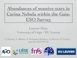 Abundances of Massive Stars in Carina Nebula Within the Gaia- ESO Survey