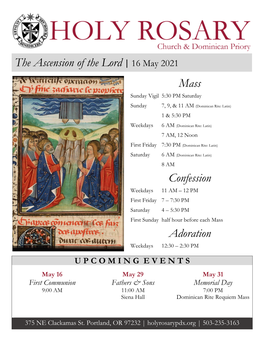 The Ascension of the Lord | 16 May 2021 Mass Confession Adoration