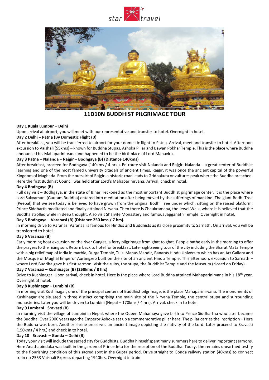 11D10n Buddhist Pilgrimage Tour