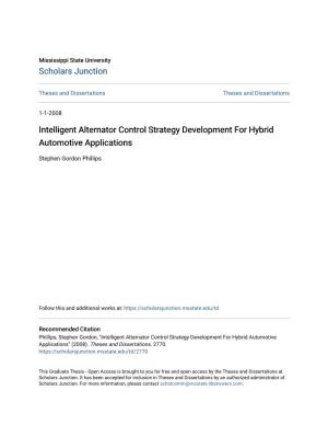 Intelligent Alternator Control Strategy Development for Hybrid Automotive Applications