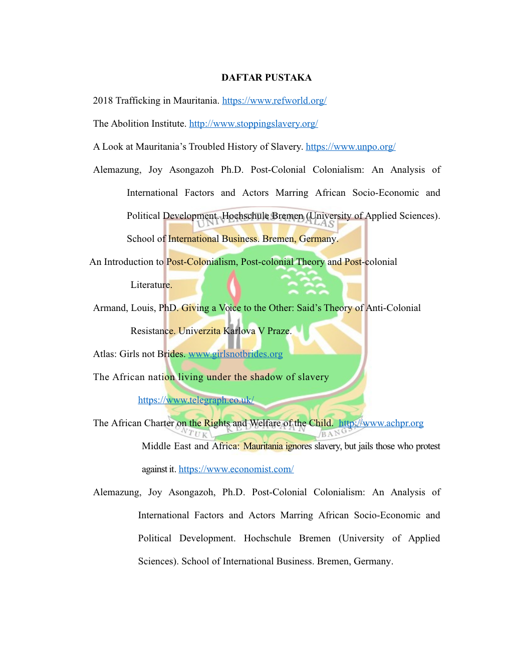 DAFTAR PUSTAKA 2018 Trafficking in Mauritania