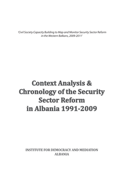 Context Analysis & Chronology of the Security Sector Reform in Albania