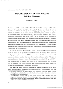 Revolution' in Philippine Politicaldiscourse