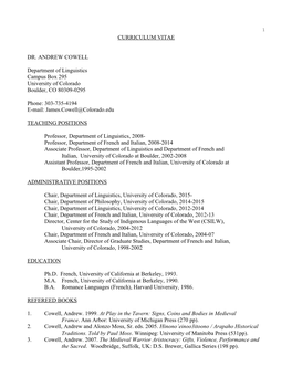 Curriculum Vitae Dr. Andrew