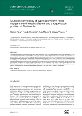 Multigene Phylogeny of Cyprinodontiform Fishes Suggests Continental Radiations and a Rogue Taxon Position of Pantanodon