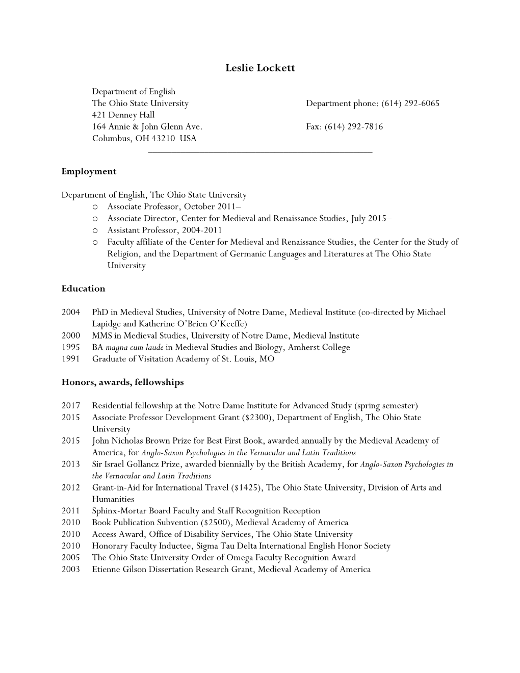 Leslie Lockett's CV.Pdf